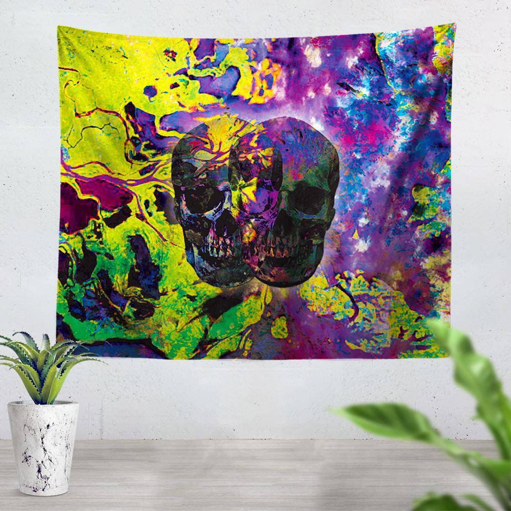 Glitch best sale skull tapestry