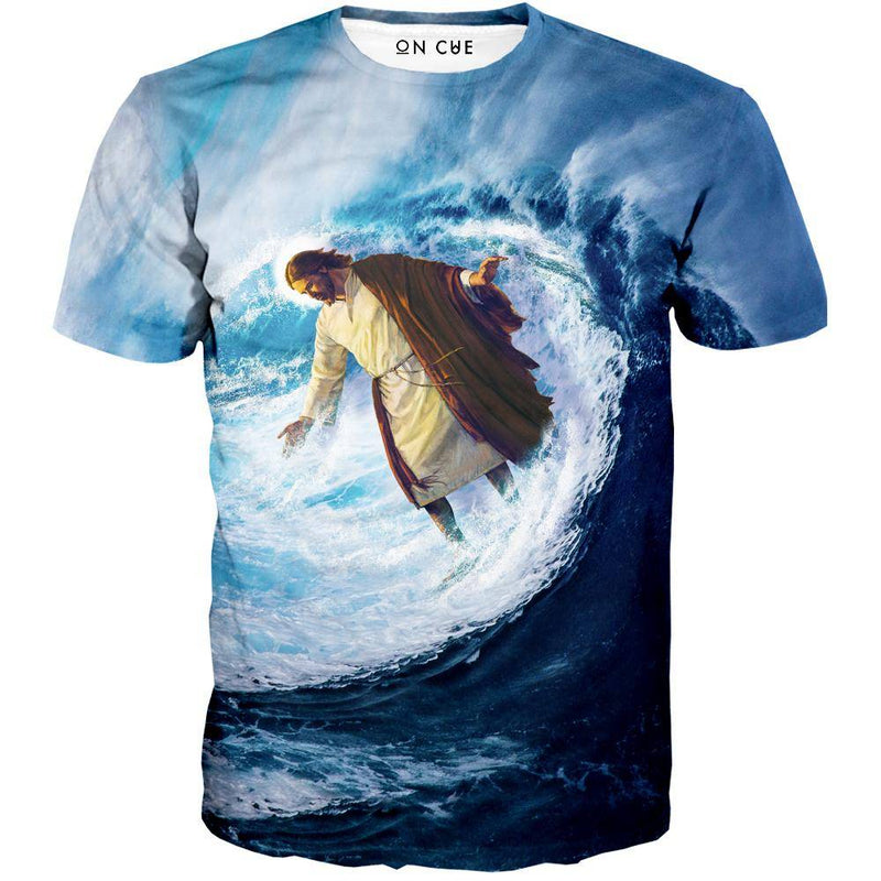 Surfing Jesus Surfing Man's T-Shirt Tee